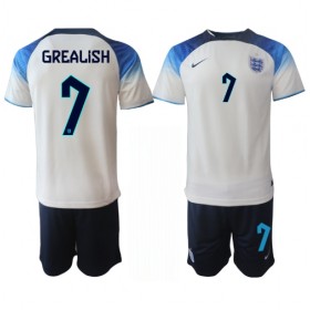 Günstige Fußballtrikots England Jack Grealish 7 Kinder Heimtrikot FIFA WM 2022 Kurzarm